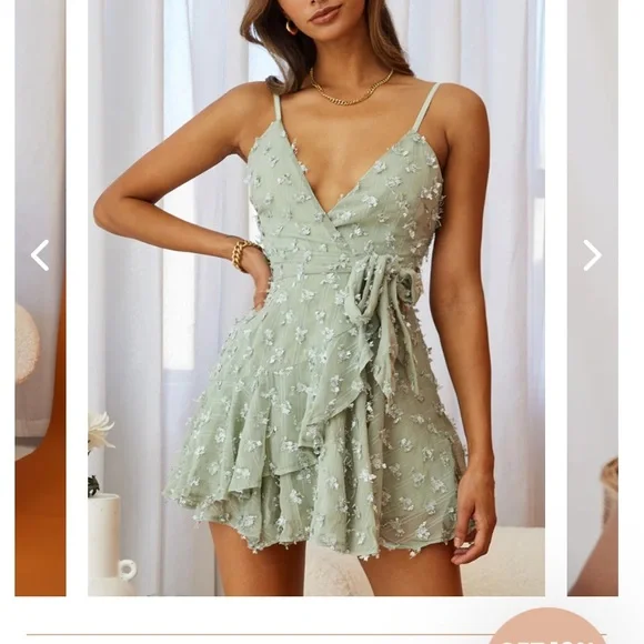 laura ashley green velvet dress Spring Fairy Mini Dress Soft Green main image 0